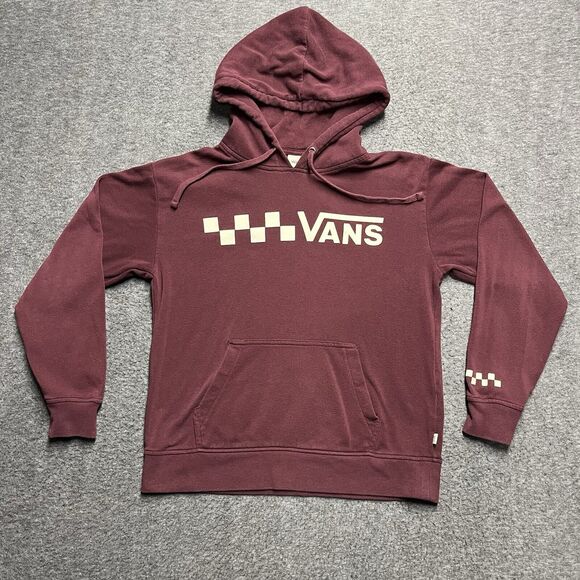 Vans Off The Wall Hoodie Sweatshirt Men's Small Red Maroon Long Sleeve - Picture 1 of 6